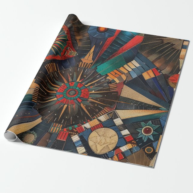 Royal Blue "Ancient Indigenous Chronicles" Matte W Geschenkpapier (Ungerollt)