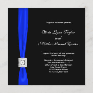 Royal Blue and Black Wedding Einladung