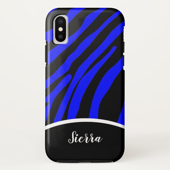 Royal Blue and Black Zebra Strip Phone Case (Rückseite)