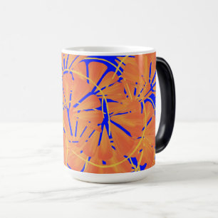 Royal Blue and Citrus Orange Tropical Art Design Verwandlungstasse