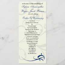 Royal Blue and Elfenbein Wedding Program Rack Card