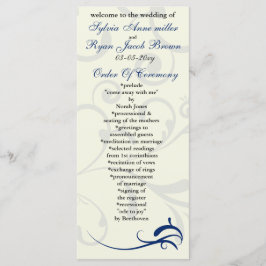 Royal Blue and Elfenbein Wedding Program Rack Card Programm