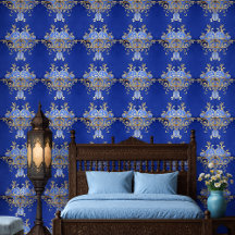 Royal Blue and Gold Arabesque Ziermuster