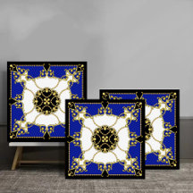 Royal Blue and Gold Baroque Chain Elegant Vintage