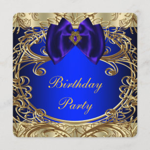 Royal Blue and Gold Birthday Party Einladung