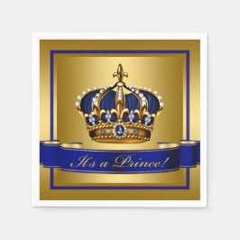 Royal Blue and Gold Crown Baby Dusche Serviette