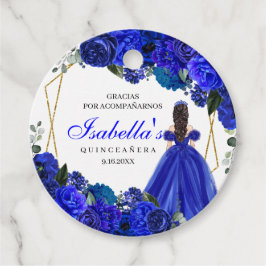 Royal Blue and Gold Floral Quinceanera Circle Geschenkanhänger