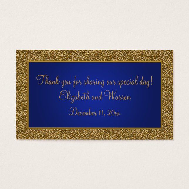 Royal Blue and Gold Gastgeschenk Hochzeit Tag (Vorderseite)