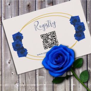 Royal Blue and Gold Geometric Quinceanera Registry Begleitkarte