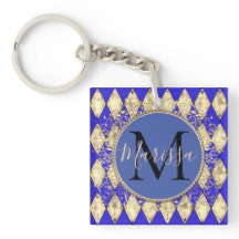 Royal Blue and Gold Glam Monogram
