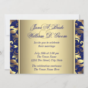 Royal Blue and Gold Hochzeit Einladung
