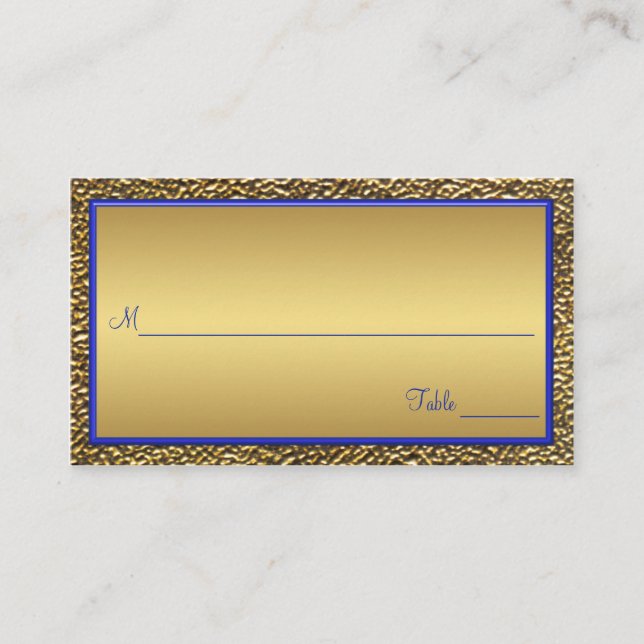 Royal Blue and Gold Placecards Platzkarte (Vorderseite)