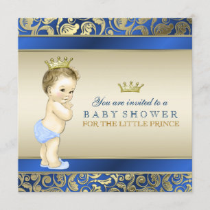 Royal Blue and Gold Prince Baby Dusche Einladung