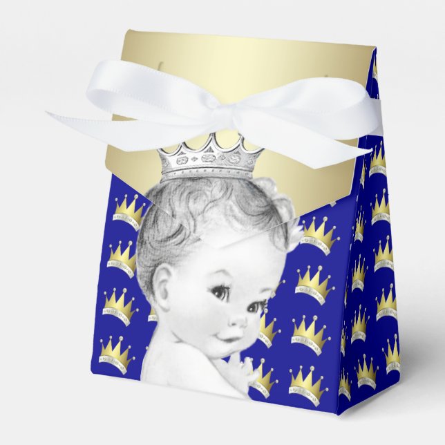 Royal Blue and Gold Prince Baby Dusche Geschenkschachtel (Vorderseite)