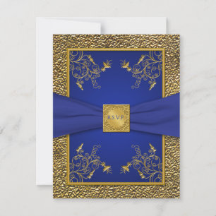 Royal Blue and Gold RSVP Card