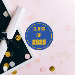 Royal Blue and Gold School Class Year Runder Aufkleber