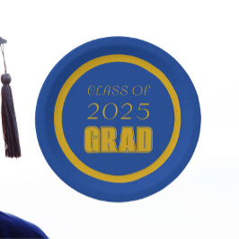 Royal Blue and Gold School Colors Abschluss Pappteller