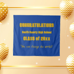 Royal Blue and Gold School Colors Abschluss Wandteppich