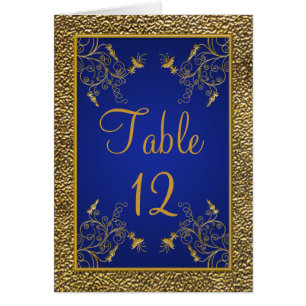 Royal Blue and Gold Tischnummer Card