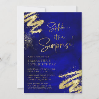 Royal Blue and Gold Überraschung Einladung zum Geb