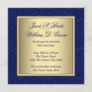 Royal Blue and Gold Wedding Einladung