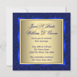 Royal Blue and Gold Wedding Einladung