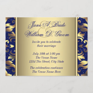 Royal Blue and Gold Wedding Einladung
