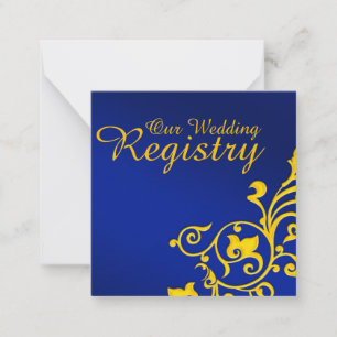 Royal Blue and Gold Wedding Registry Mitteilungskarte