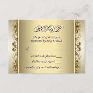 Royal Blue and Gold Wedding RSVP