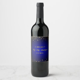 Royal Blue and Gold Weditation Wine Label Weinetikett