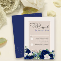 Royal Blue and Ivory Rose Elegante