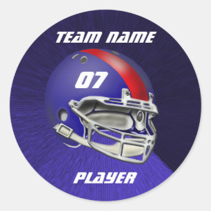 Royal Blue and Red Football Helmet Runder Aufkleber