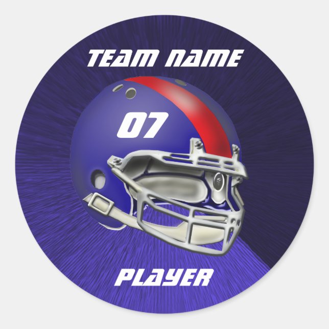 Royal Blue and Red Football Helmet Runder Aufkleber (Vorderseite)