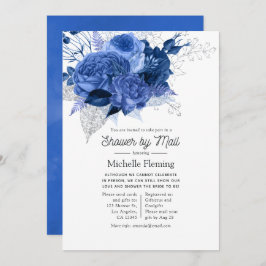 Royal Blue and Silver Floral Brautparty by Mail Einladung