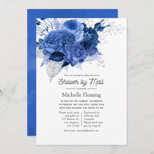 Royal Blue and Silver Floral Brautparty by Mail Einladung
