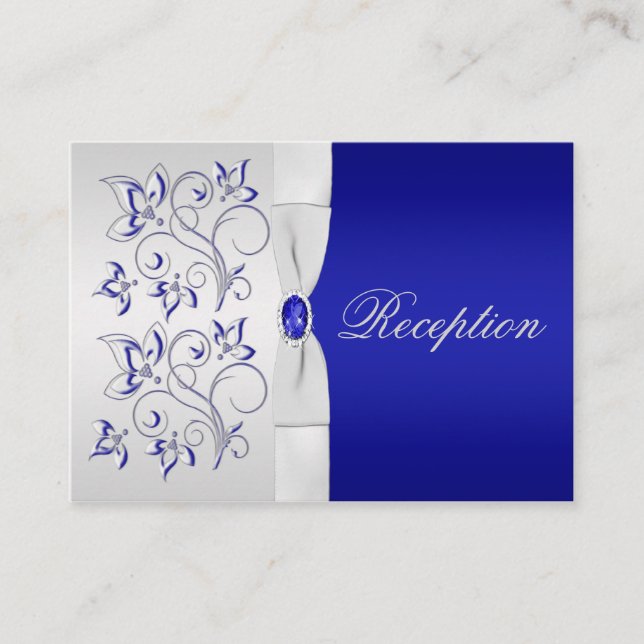 Royal Blue and Silver Floral Enclosure Card Begleitkarte (Vorderseite)