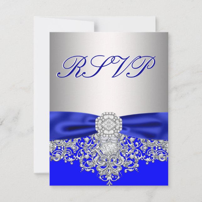 Royal Blue and Silver UAWG Response Card RSVP Karte (Vorderseite)