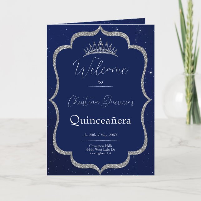 Royal Blue and Starry Night Quinceanera Programm (Vorderseite)