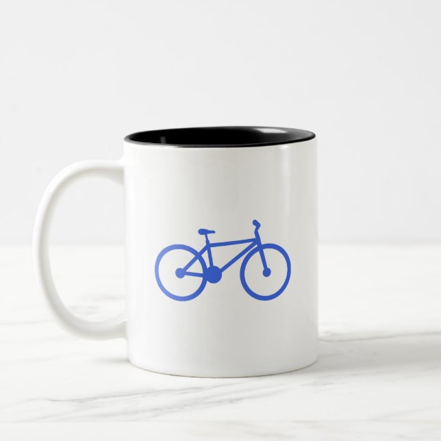 Royal Blue and White Bicycle Zweifarbige Tasse (Links)