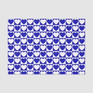 Royal Blue and White Checkered Muster mit Herz Seidenpapier