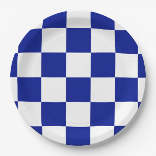Royal Blue and White Checkered Patches Pappteller