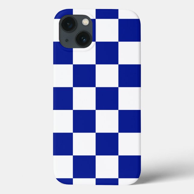 Royal Blue and White Checkered Pattern Case-Mate iPhone Hülle (Rückseite)