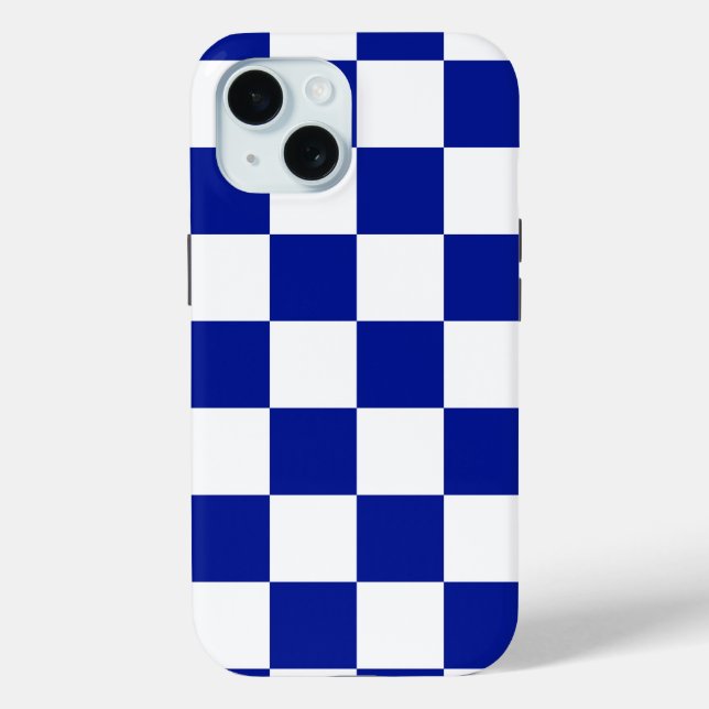 Royal Blue and White Checkered Pattern Case-Mate iPhone Hülle (Rückseite)