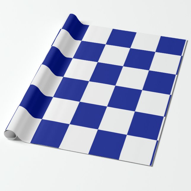 Royal Blue and White Checkered Pattern Geschenkpapier (Ungerollt)