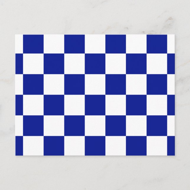 Royal Blue and White Checkered Pattern Postkarte (Vorderseite)