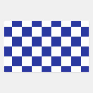 Royal Blue and White Checkered Pattern Rechteckiger Aufkleber