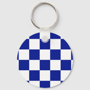 Royal Blue and White Checkered Pattern Schlüsselanhänger