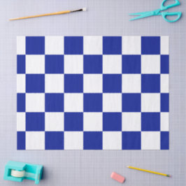 Royal Blue and White Checkered Pattern Seidenpapier