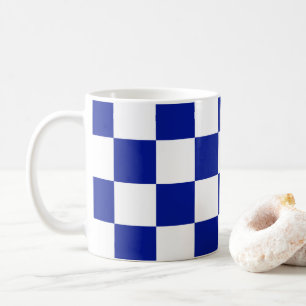 Royal Blue and White Checkered Pattern Tasse