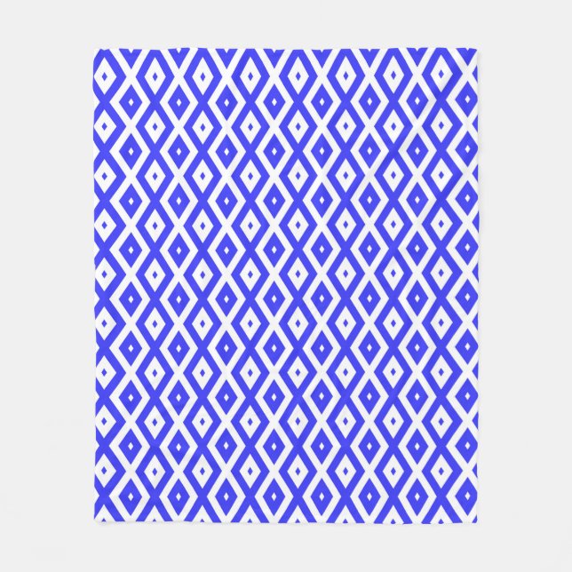 Royal blue and white diamond pattern fleecedecke (Vorderseite)